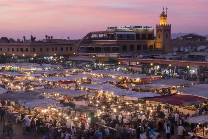 Framed Print : Africa, Morocco. Sunset over the famous Djemaa El-Fna square in Marrakech Framed Print : Africa, Morocco. Sunset over the famous Djemaa El-Fna square in Marrakech