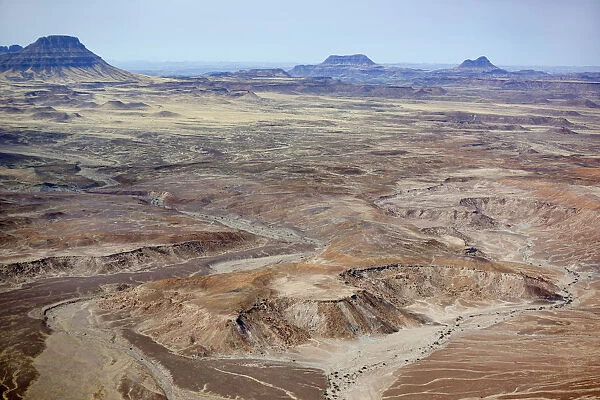 Africa, Namibia, Damaraland. Aerial view of the mountains and red rocks of Damaraland