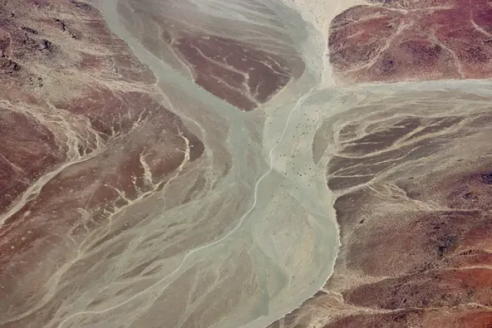 Framed Print : Africa, Namibia, Damaraland. Aerial view of dry river beds running through red rock Framed Print : Africa, Namibia, Damaraland. Aerial view of dry river beds running through red rock