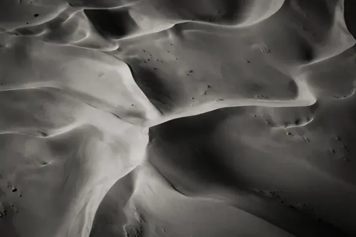 Framed Print : Africa, Namibia, Namib-Naukluft National Park. Aerial view of sand dunes. Credit as