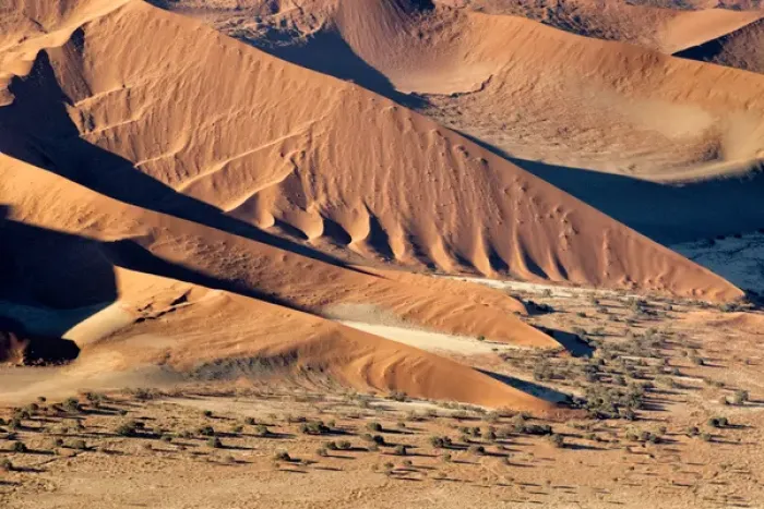 Framed Print : Africa, Namibia, Namib-Naukluft Park. Aerial of desert landscape