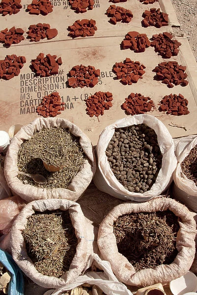 Africa, Namibia, Opuwo. Fragrant herbs and ochre at the market