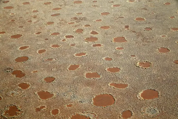 Framed Print : Africa, Namibia, Sossusvlei. Aerial view of fairy circles dotting the landscape of Framed Print : Africa, Namibia, Sossusvlei. Aerial view of fairy circles dotting the landscape of