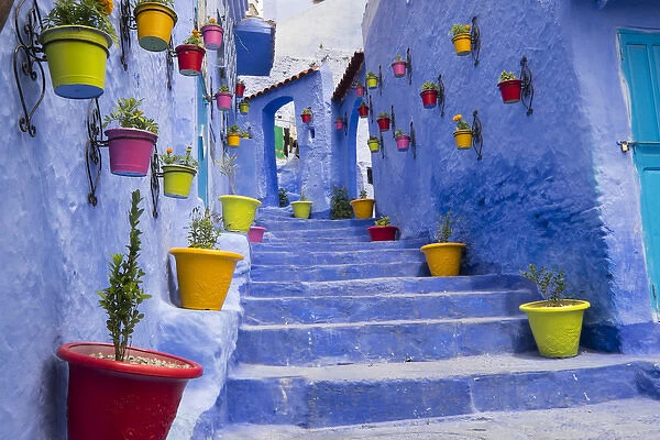 Africa, North Africa, Morocco, Chefchaouen or Chaouen is most noted for its small narrow streets