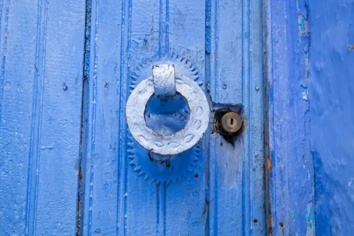 Framed Print : Africa, North Africa, Morocco, Chefchaouen or Chaouen, Traditional door knocker Framed Print : Africa, North Africa, Morocco, Chefchaouen or Chaouen, Traditional door knocker