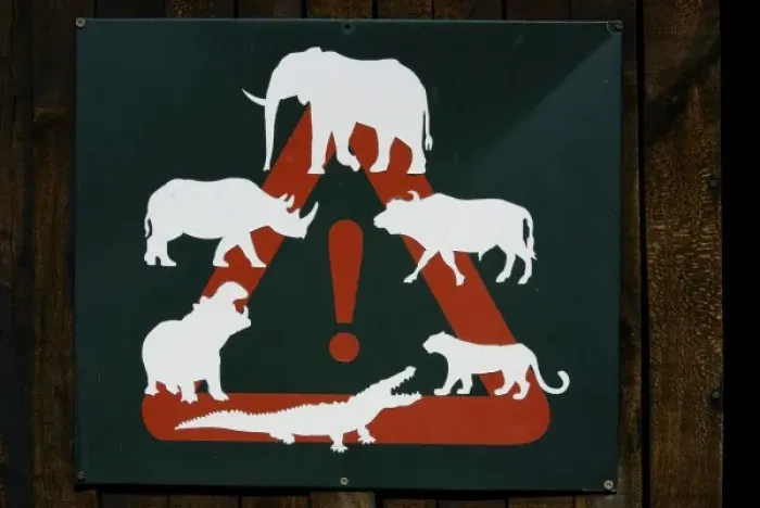 Framed Print : Africa, South Africa, KwaZulu Natal, Westville, warning sign in Tembe Elephant Park