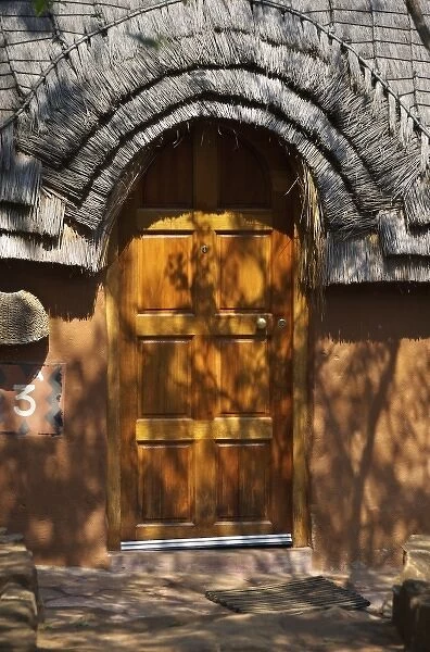 Africa, South Africa, KwaZulu Natal, Shakaland, Zulu home doorway, (PR)