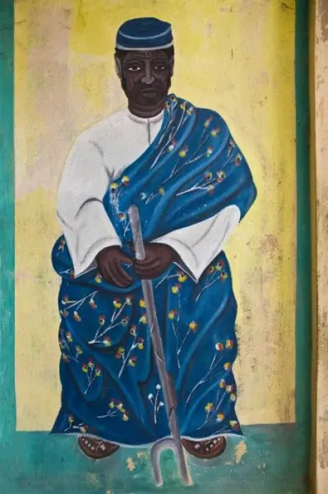 Framed Print : Africa, West Africa, Benin, Ouidah, Temple of the Pythons. Wall mural of man with Framed Print : Africa, West Africa, Benin, Ouidah, Temple of the Pythons. Wall mural of man with