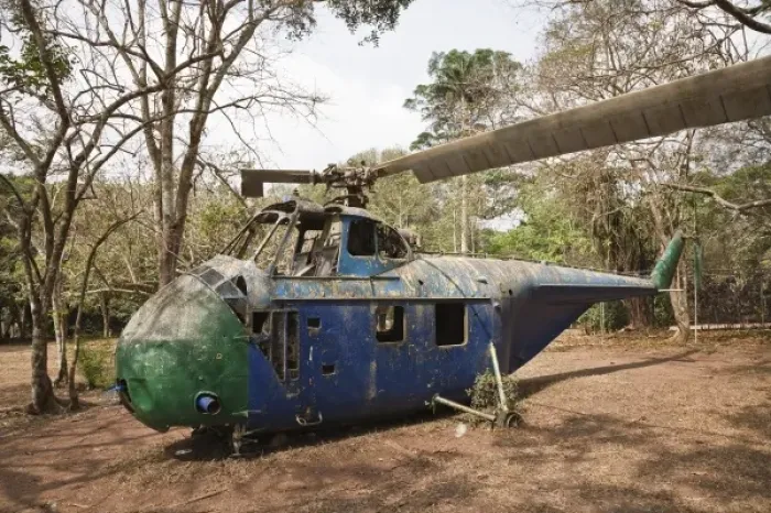 Framed Print : Africa, West Africa, Ghana, Aburi. The remains of a Sikorsky H-19 military helicopter
