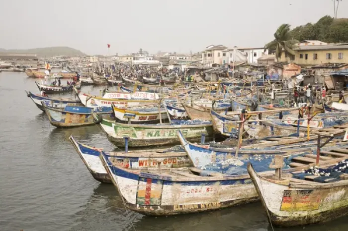 Framed Print : Africa, West Africa, Ghana, Elmina. Colorful hand-painted fishing boats tied up Framed Print : Africa, West Africa, Ghana, Elmina. Colorful hand-painted fishing boats tied up