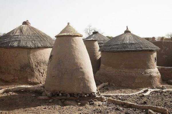 Africa, West Africa, Ghana, Sirigu. Traditional thatched mud dwelling in Sirigu painted village