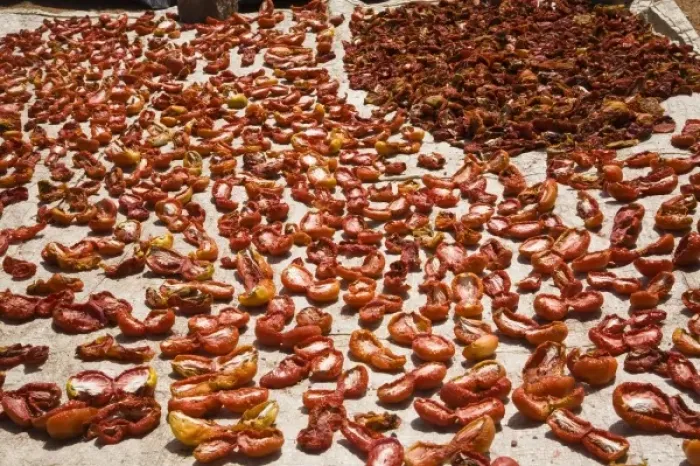 Framed Print : Africa, West Africa, Ghana, Tongo. Tomatoes drying in courtyard of traditional mud dwelling Framed Print : Africa, West Africa, Ghana, Tongo. Tomatoes drying in courtyard of traditional mud dwelling