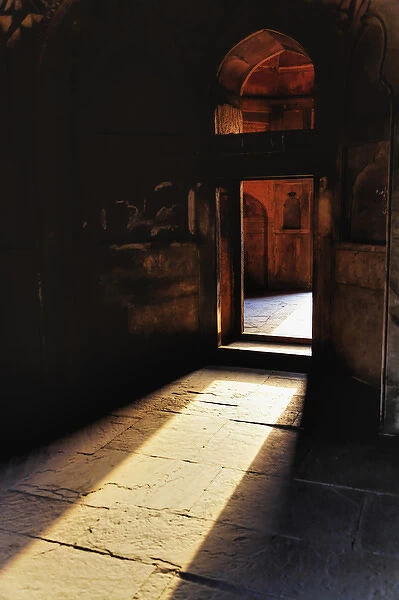 Afternon sunlight through doorway on interior of Tomb of Mohammed Shah, Lodhi Gardens