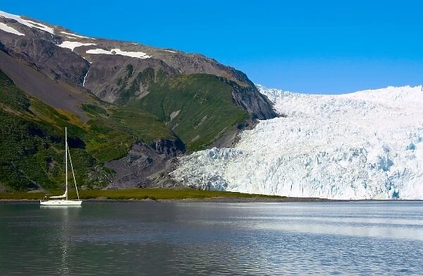 Aialik Glacier calves into Aialik Bay in Kenai Fjords National Park Alaska