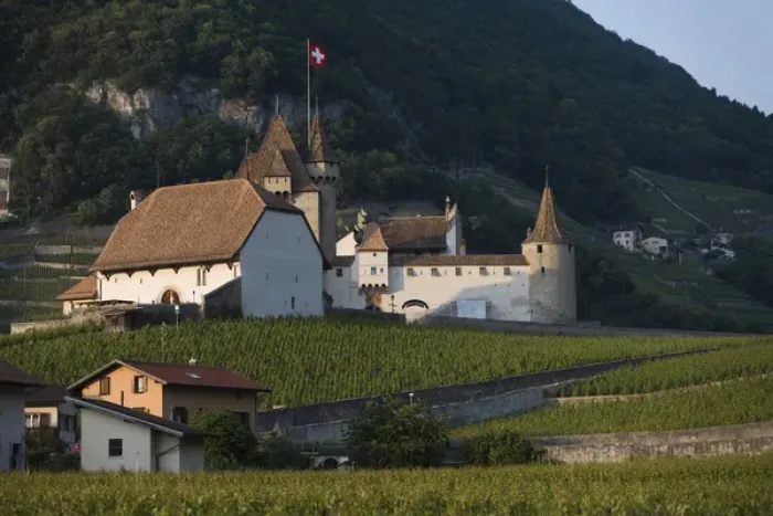 Framed Print : Aigle Castle, vineyards, Vaud, Switzerland Framed Print : Aigle Castle, vineyards, Vaud, Switzerland