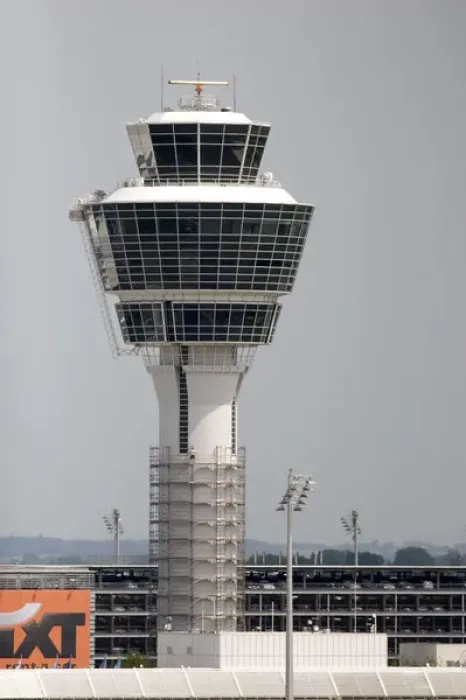 Framed Print : Air traffic control tower at the Munich airport, Germany. germany, german