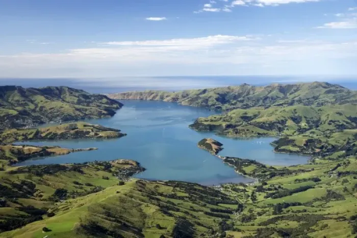 Framed Print : Akaroa Harbour, Banks Peninsula, Canterbury, South Island, New Zealand- aerial Framed Print : Akaroa Harbour, Banks Peninsula, Canterbury, South Island, New Zealand- aerial