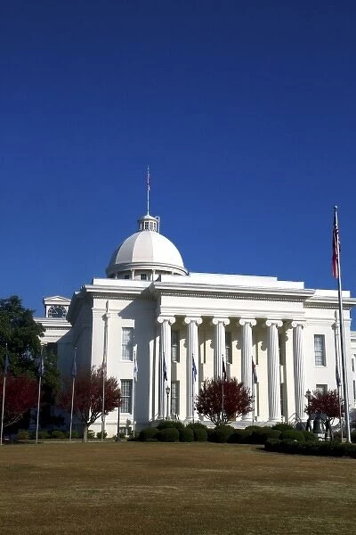 The Alabama State Capitol Building located on Goat Hill in Montgomery, Alabama, USA
