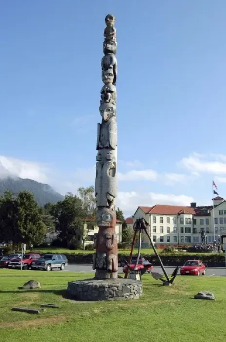 Framed Print : Alaska Pioneers Home on Totem Square, Sitka, Alaksa