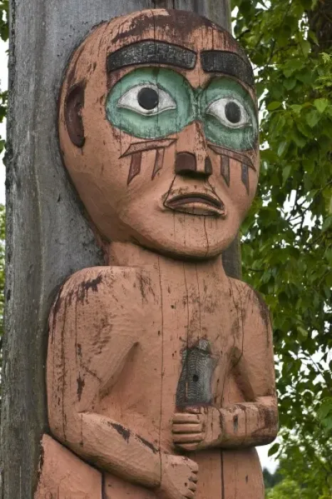 Framed Print : Alaska. Totem at Cheif Shakes Tribal House, historic site, Wrangell, Southeast Alaska