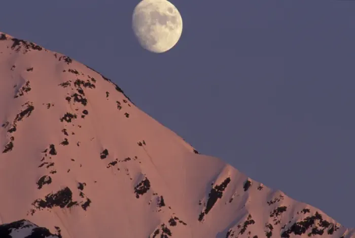 Framed Print : Alaska, Turnagain Arm Moon rises over snow-covered Kenai Mountains Framed Print : Alaska, Turnagain Arm Moon rises over snow-covered Kenai Mountains