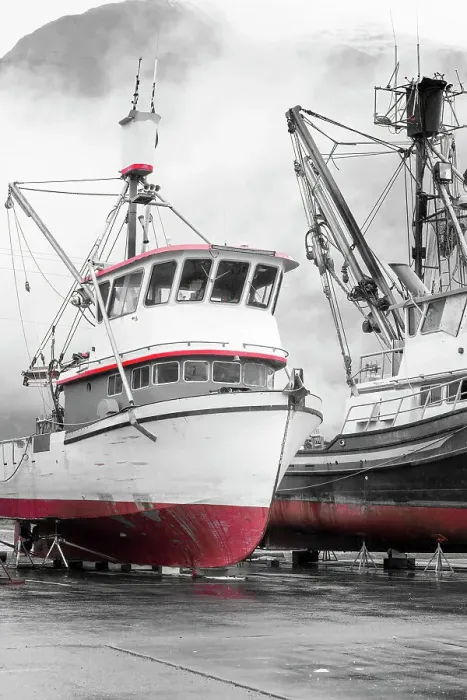 Framed Print : Alaska, Valdez. Fishing boats on dry dock. Artistic rendering Framed Print : Alaska, Valdez. Fishing boats on dry dock. Artistic rendering