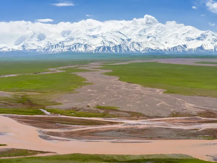 Framed Print : Alay Valley and the Trans-Alay Range in the Pamir Mountains. Central Asia, Kyrgyzstan