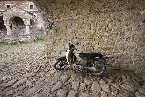 Albania, Fier, Ardenica monastery scooter