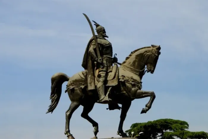 Framed Print : Albania, Tirana, Skanderbeg statue in Scanderbeg square