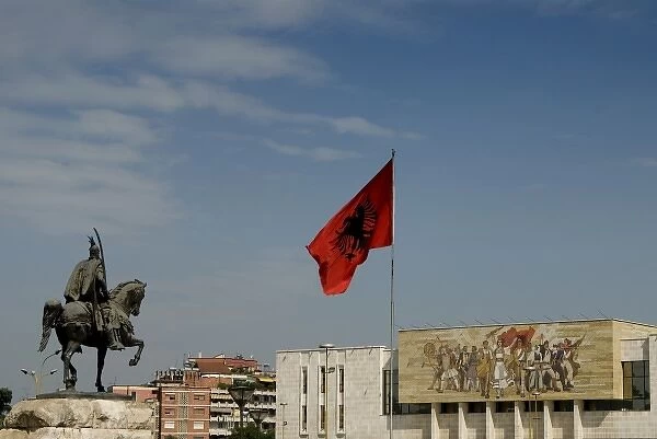 Albania, Tirana, Skanderbeg statue in Skanderbeg square