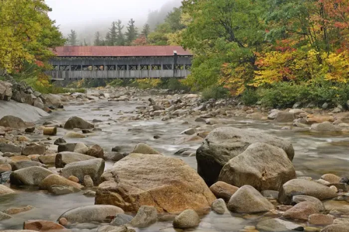 Framed Print : Albany Bridge, White Mountain National Forest in autumn, New Hampshire Framed Print : Albany Bridge, White Mountain National Forest in autumn, New Hampshire