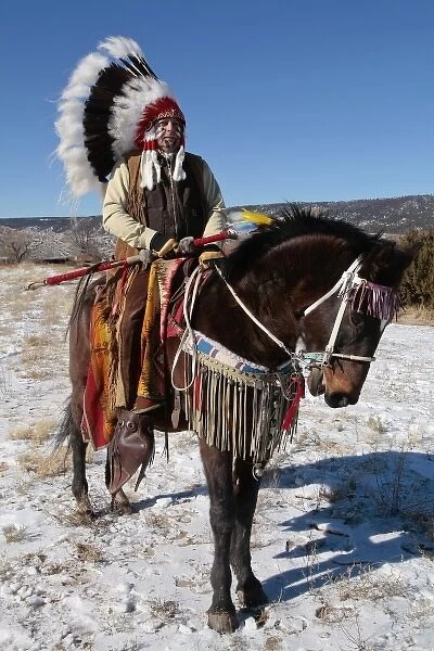 Alcalde, New Mexico, United States. American Indian and Hispanic recreation of battle