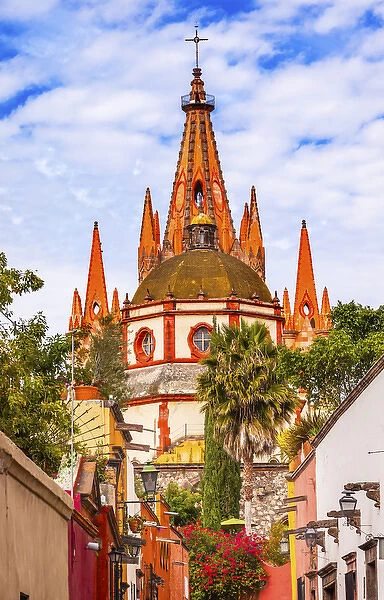 Aldama Street Parroquia Archangel church Dome Steeple San Miguel de Allende, Mexico