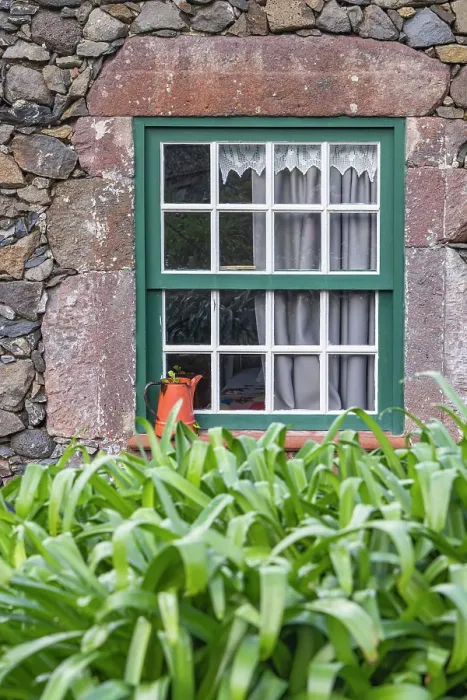 Framed Print : Aldeia da Cuada, Flores, Azores, Portugal. Paned window on a stone building Framed Print : Aldeia da Cuada, Flores, Azores, Portugal. Paned window on a stone building