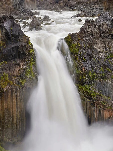 Aldeyjarfoss waterfall. The highlands of Iceland at the Sprengisandur slope. Europe, Iceland