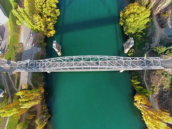 Alexandra Bridge and Clutha River in autumn, Central Otago, South Island, New Zealand