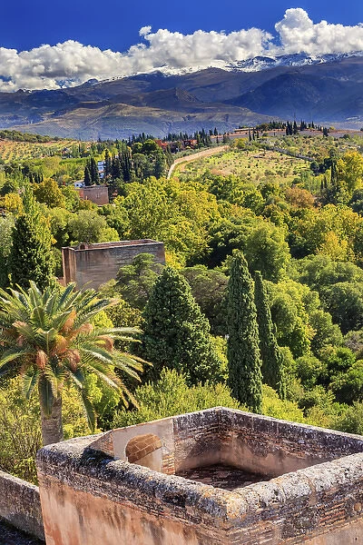 Alhambra Castle Tower Cityscape Churches Granada Andalusia Spain