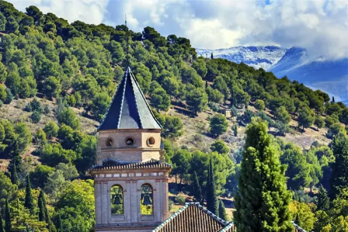 Framed Print : Alhambra Church Castle Towers Farm Mountains Granada Andalusia Spain Framed Print : Alhambra Church Castle Towers Farm Mountains Granada Andalusia Spain