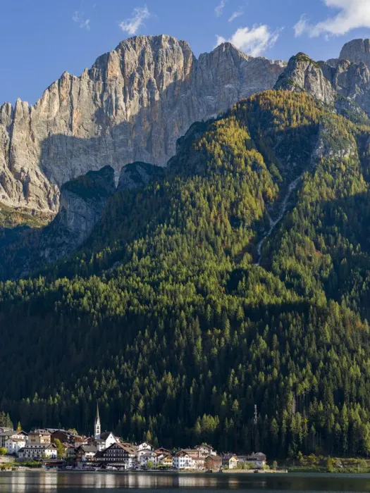 Framed Print : Alleghe at Lago di Alleghe under the peak of Civetta, an icon of the dolomites in