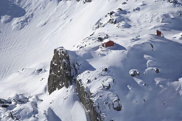 Almer Hut, above Franz Josef Glacier, West Coast, South Island, New Zealand - aerial