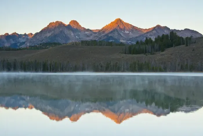 Framed Print : Alpenglow; sunrise; reflections; Little Redfish Lake; Sawtooth National Forest; Stanley Framed Print : Alpenglow; sunrise; reflections; Little Redfish Lake; Sawtooth National Forest; Stanley
