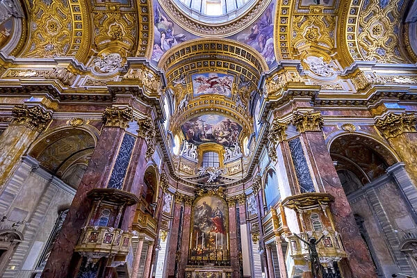 Altar Frescos Dome Basilica Saint Ambrogio Carlo al Corso Basilica Church, Rome, Italy