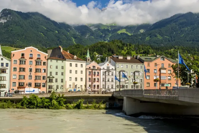 Framed Print : Alte Innsbruck or Old Inn Bridge over the Danube River, Old Town, Innsbruck, Tyrol Framed Print : Alte Innsbruck or Old Inn Bridge over the Danube River, Old Town, Innsbruck, Tyrol