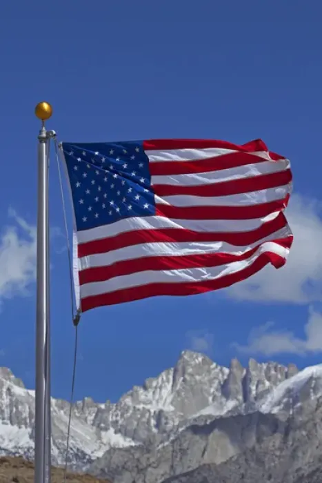 Framed Print : American flag and snow on Sierra Nevada Mountain Range, California, USA Framed Print : American flag and snow on Sierra Nevada Mountain Range, California, USA