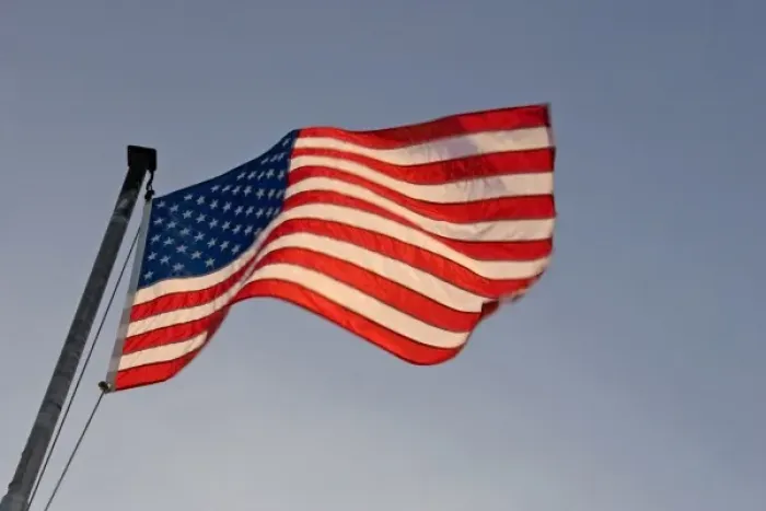 Framed Print : American flag waving in the sunlight Framed Print : American flag waving in the sunlight