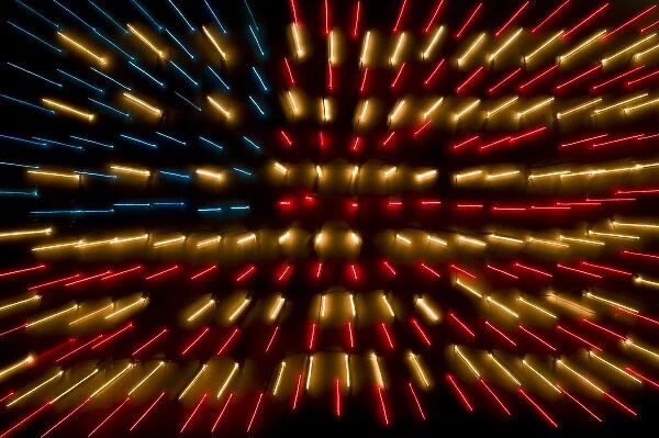 American Flag made of zoomed Neon Lights