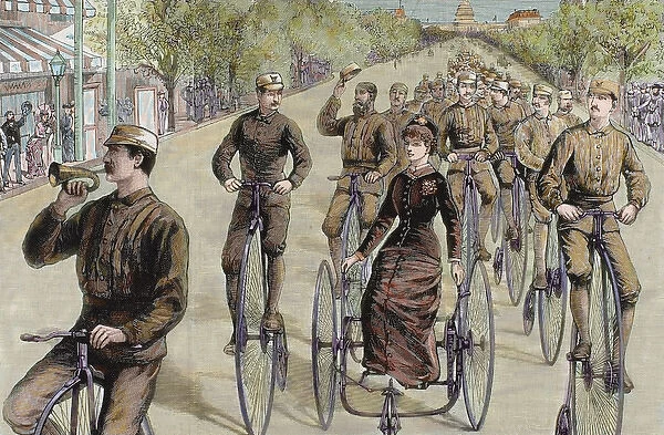 American League cycles in Pennsylvania Avenue. Mid May 1884. Washington. United States