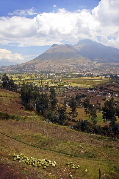 Americas, South America, Ecuador, Quito. Scenic volcanoes and verdant valleys surround