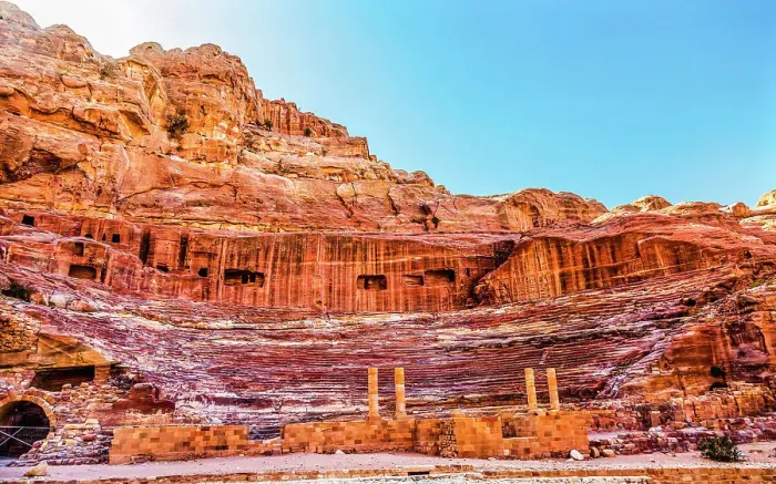 Framed Print : Amphitheater Theatre, Petra, Jordan. Built in Treasury by Nabataeans in 100 AD Seats up to 7, 000 people
