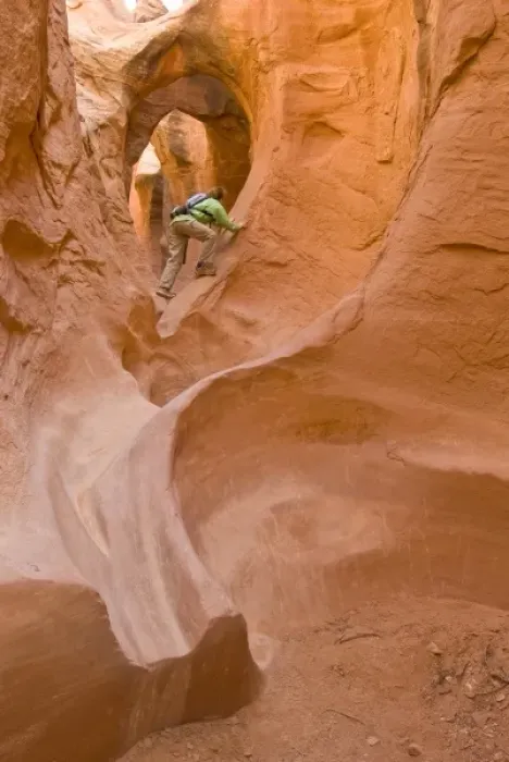 Framed Print : Amy explores Peek A Boo Slot Canyon, BLM Grand Staircase-Escalante National Monument Framed Print : Amy explores Peek A Boo Slot Canyon, BLM Grand Staircase-Escalante National Monument
